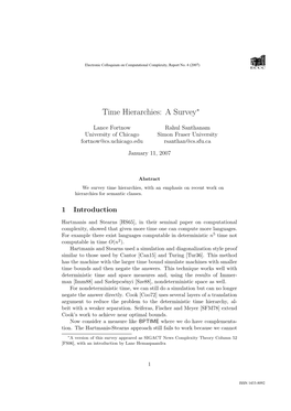 Time Hierarchies: a Survey∗