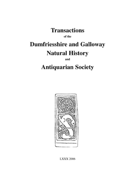 Transactions Dumfriesshire and Galloway Natural History