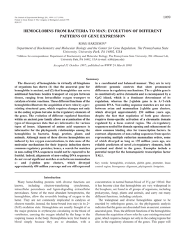 Hemoglobins from Bacteria to Man: Evolution of Different Patterns of Gene Expression