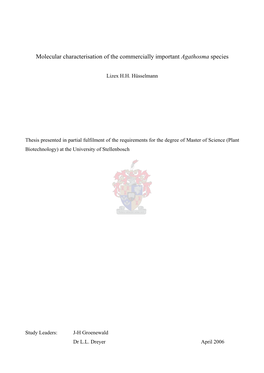 Molecular Characterisation of the Commercially Important Agathosma Species