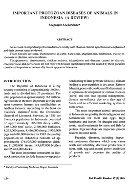 Important Protozoan Diseases of Animals in Indonesia (A Review)