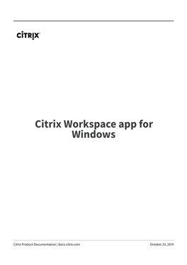 Citrix Workspace App 1909 for Windows
