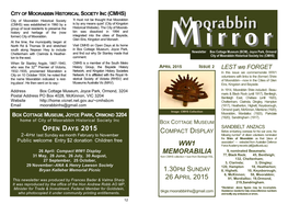 City of Moorabbin Historical Society Inc (Cmhs)