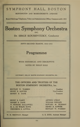 Boston Symphony Orchestra Concert Programs, Season 52,1932