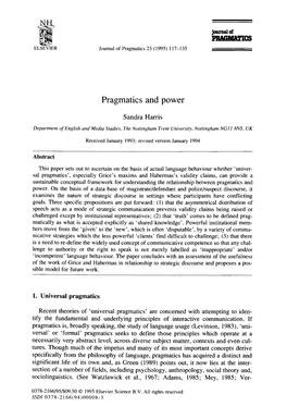 Pragmatics and Power