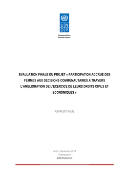 Evaluation Finale Du Projet