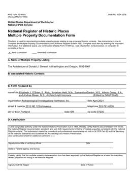 National Register of Historic Places Multiple Property Documentation Form