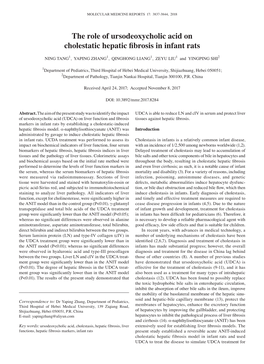 The Role of Ursodeoxycholic Acid on Cholestatic Hepatic Fibrosis in Infant Rats