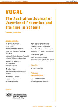 The Australian Journal of Vocational Education and Training in Schools