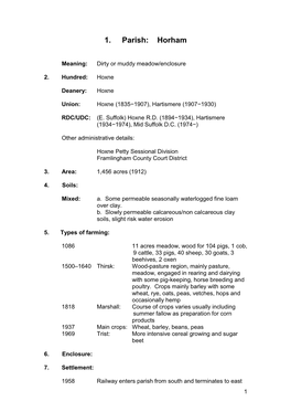 1. Parish: Horham