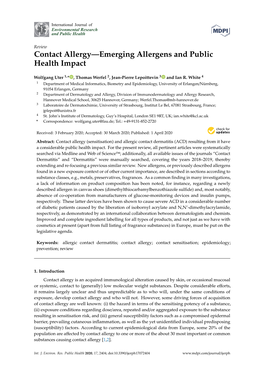 Contact Allergy—Emerging Allergens and Public Health Impact