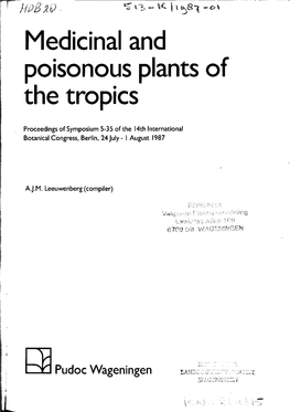 Medicinal and Poisonous Plants of the Tropics