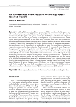 What Constitutes Homo Sapiens? Morphology Versus Received Wisdom