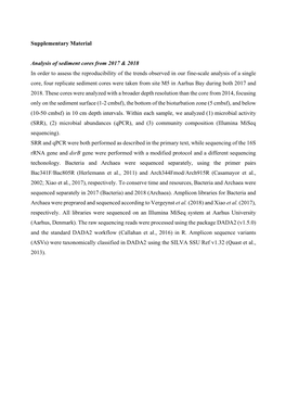 Supplementary Material Analysis of Sediment Cores from 2017 & 2018