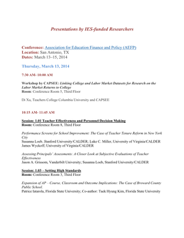 View, Download, and Print IES Presentations at AEFP As a PDF File