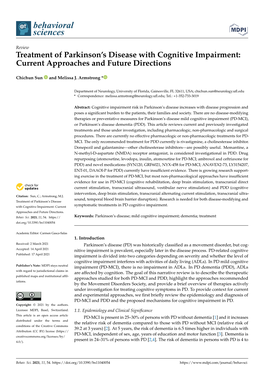 Treatment of Parkinson's Disease with Cognitive Impairment