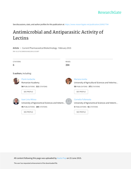 Antimicrobial and Antiparasitic Activity of Lectins