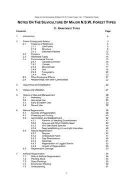 Notes on the Silviculture of Major Nsw Forest Types