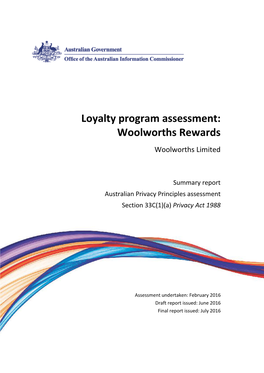 Woolworths Rewards Woolworths Limited