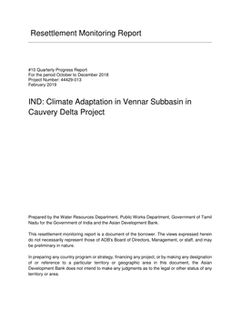 IND: Climate Adaptation in Vennar Subbasin in Cauvery Delta Project