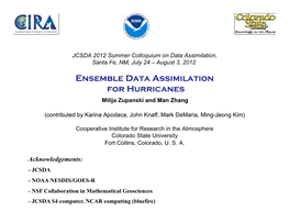 Ensemble Data Assimilation for Hurricanes Milija Zupanski and Man Zhang