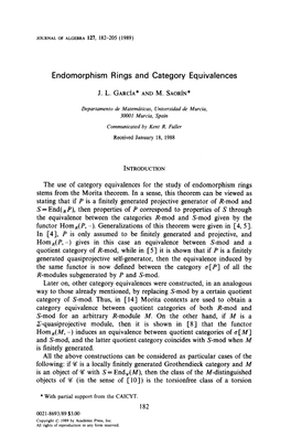 Endomorphism Rings and Category Equivalences