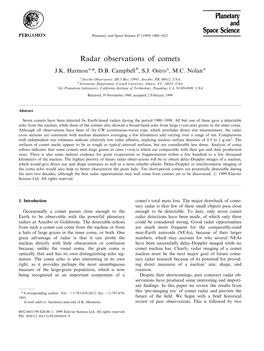 Radar Observations of Comets