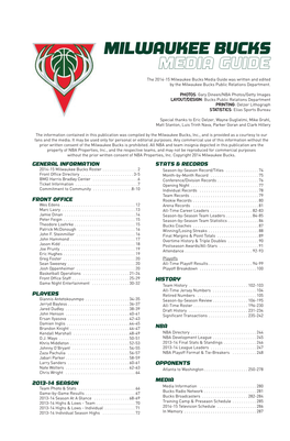 Milwaukee Bucks Media Guide