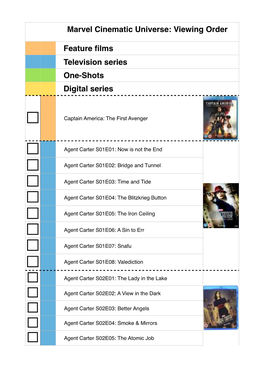 Marvel Cinematic Universe Viewing Order Printer