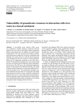 Vulnerability of Groundwater Resources to Interaction with River Water in a Boreal Catchment