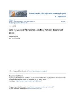 Saks Vs. Macys: (R-1) Marches on in New York City Department Stores