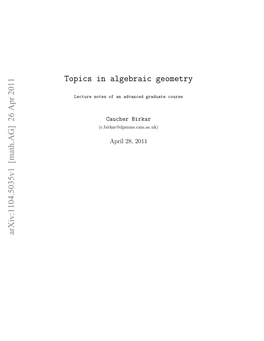 Topics in Algebraic Geometry