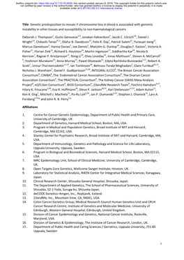 Genetic Predisposition to Mosaic Y Chromosome Loss in Blood Is Associated with Genomic Instability in Other Tissues and Susceptibility to Non-Haematological Cancers