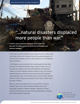 “...Natural Disasters Displaced More People Than War.”