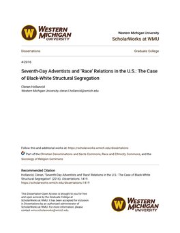 Seventh-Day Adventists and ‘Race’ Relations in the U.S.: the Case of Black-White Structural Segregation