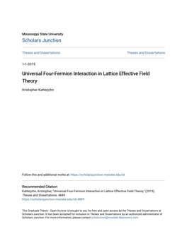 Universal Four-Fermion Interaction in Lattice Effective Field Theory