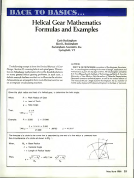 Helical Gear Mathematics Formulas and Examples