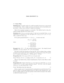 0.1. Gauss Map. Definition 0.2. a Regular Surface S Is Called