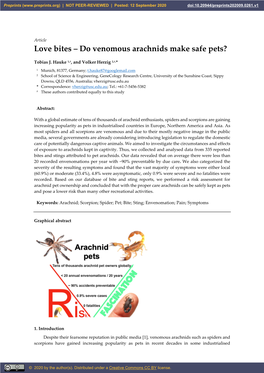 Love Bites – Do Venomous Arachnids Make Safe Pets?