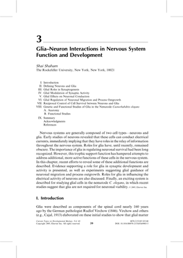 Glia–Neuron Interactions in Nervous System Function and Development