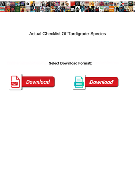 Actual Checklist of Tardigrade Species