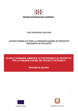 Avviso Pubblico Per La Presentazione Di Progetti Integrati Di Sviluppo