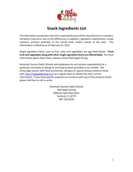 Ingredient List