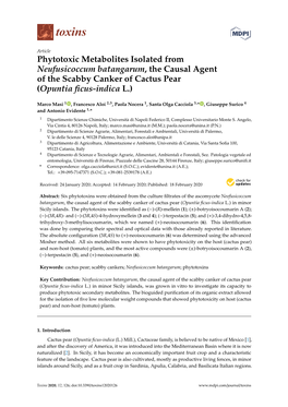 Phytotoxic Metabolites Isolated from Neufusicoccum Batangarum, the Causal Agent of the Scabby Canker of Cactus Pear (Opuntia ﬁcus-Indica L.)