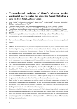 Tectono-Thermal Evolution of Oman's Mesozoic Passive 2 Continental Margin Under the Obducting Semail Ophiolite: a 3 Case Study of Jebel Akhdar, Oman