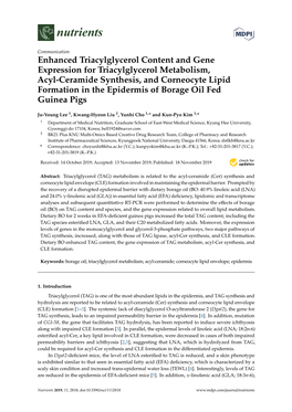 Enhanced Triacylglycerol Content and Gene Expression for Triacylglycerol Metabolism, Acyl-Ceramide Synthesis, and Corneocyte