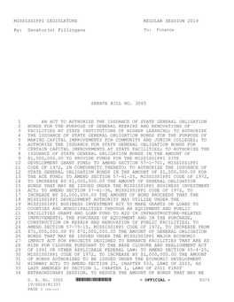 MISSISSIPPI LEGISLATURE REGULAR SESSION 2019 By