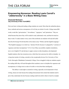 Empowering Nonsense: Reading Lewis Carroll's