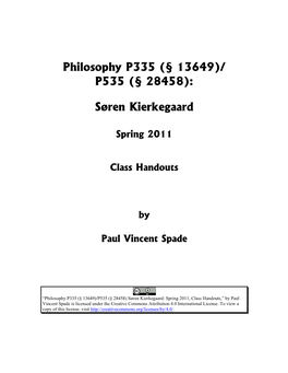 Philosophy P335 (§ 13649)/ P535 (§ 28458): Søren Kierkegaard