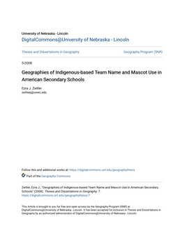 Geographies of Indigenous-Based Team Name and Mascot Use in American Secondary Schools
